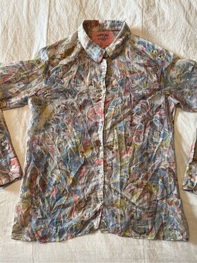 Johnny Was Amanda Bond Hand Made In Malibu Marbled Button Up Shirt